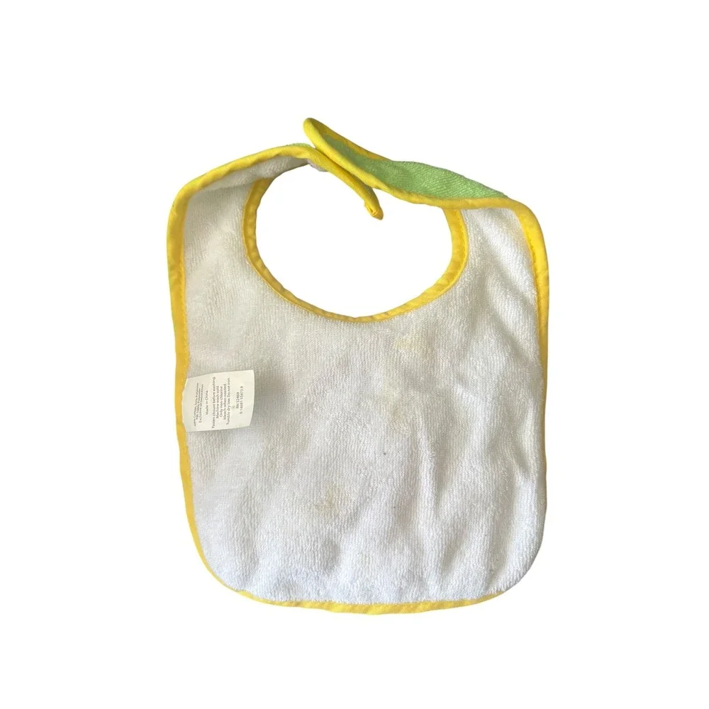 Baby Bib Please Pass Me To Grandma Green Yellow Embroidered Hearts